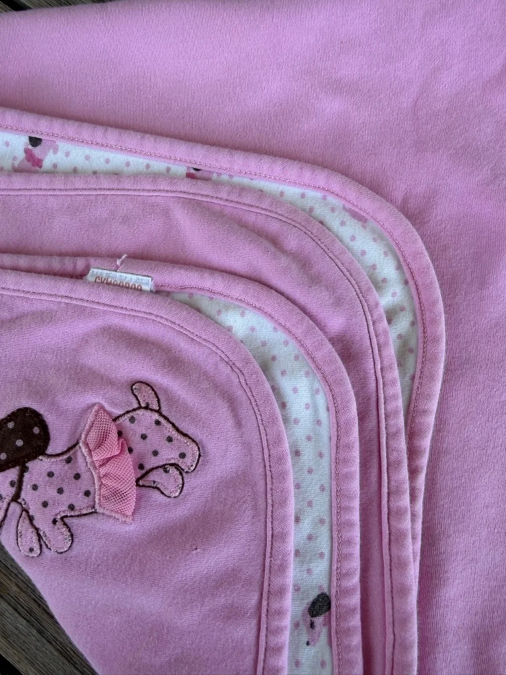 Gymboree Ballet Puppies Double Sided Pink Baby Blanket Pink Polkadots 2012 READ